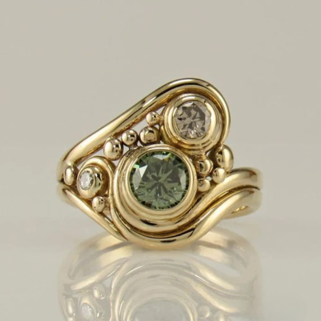 Gold Green  Ring